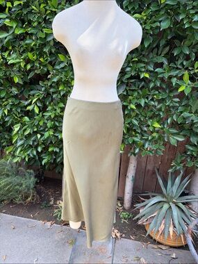 Quince Olive Green Midi Slip Skirt